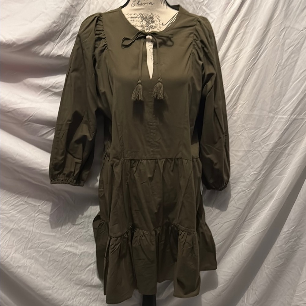 Bobeau Olive Green Dress